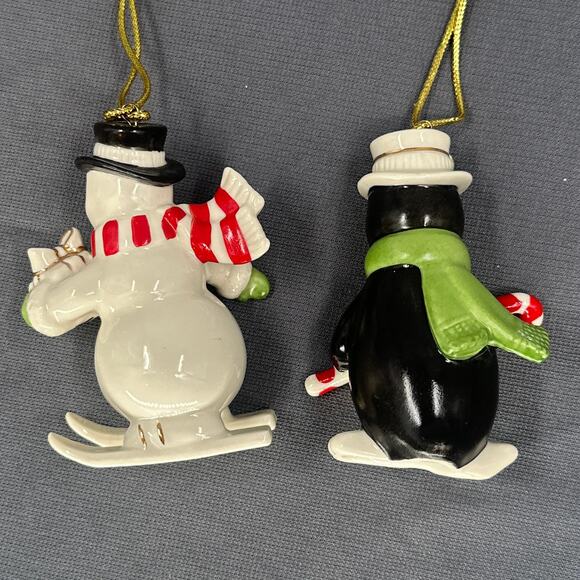 Lenox Very Merry Porcelain Ornament Set of 2 Snowman Penguin Holiday Christmas - Picture 2 of 16